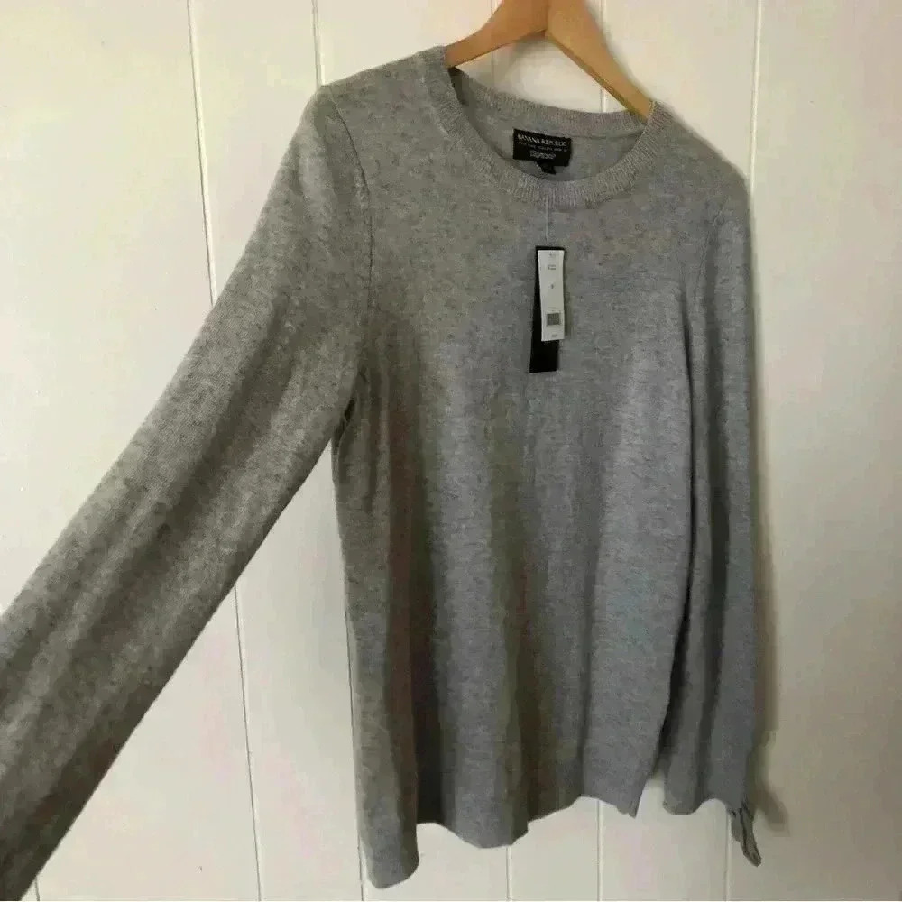 Banana Republic Filpucci Lightweight Tie Sleeve Italian Wool Sweater Size M - Picture 2 of 8